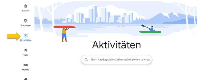 , Aktivitaeten Button Google Travel 1