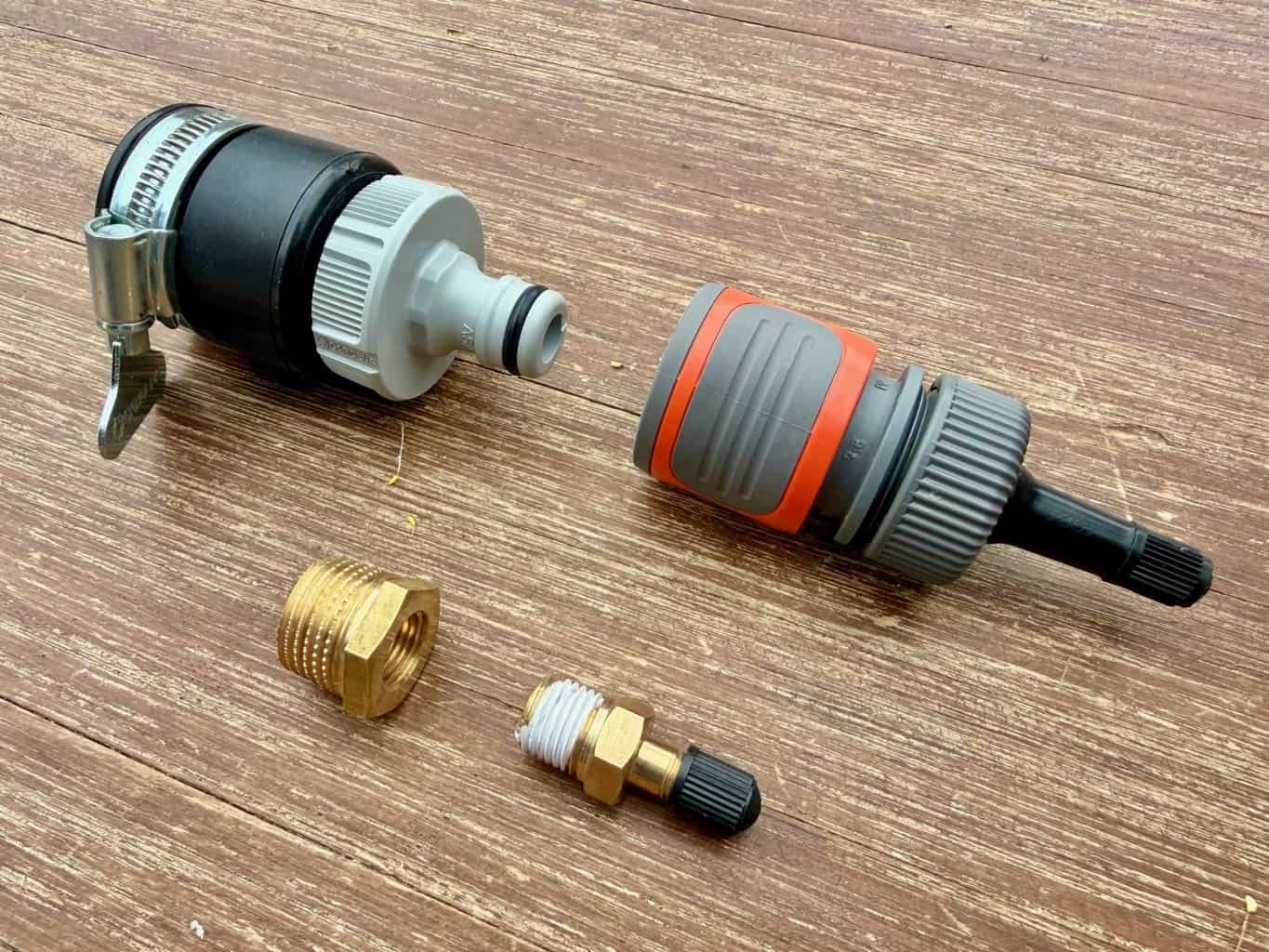 Autoventil 1 4 und Adapter Außengewinde 1 2 und Gardena Wasserdieb und Gardena Entwässerungsventil , Autoventil 1 4 und Adapter Außengewinde 1 2 und Gardena Wasserdieb und Gardena Entwässerungsventil