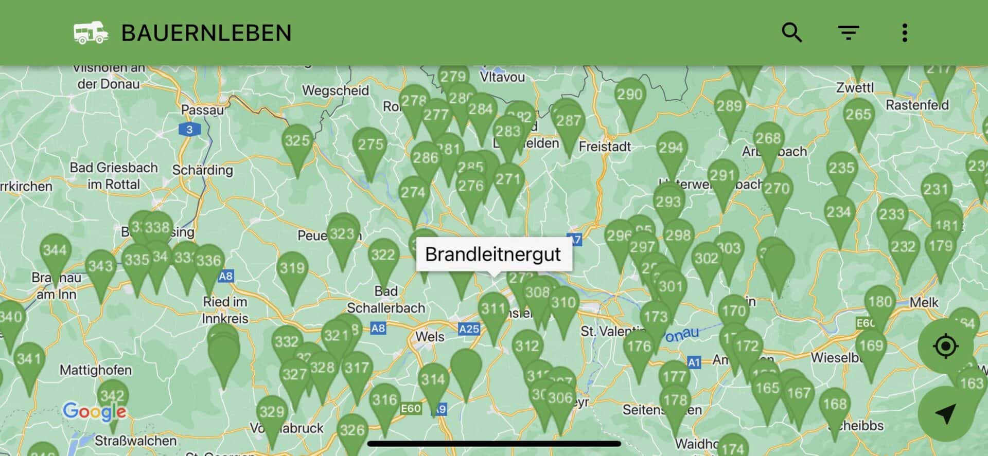 , Bauernleben Oesterreich App Karte