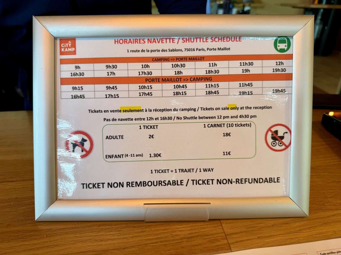 Bus Navette Camping de Paris Porte Maillot , Bus Navette Camping de Paris Porte Maillot