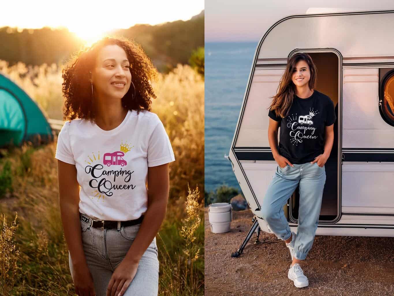 Camperloveshop T Shirt Camping Queen Wohnmobil Camper