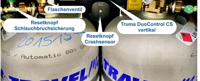 , Gasprobleme erkennen und lösen mit Erstmaßnahmen Gasdruckregler Gasflaschen Reset Crashsensor