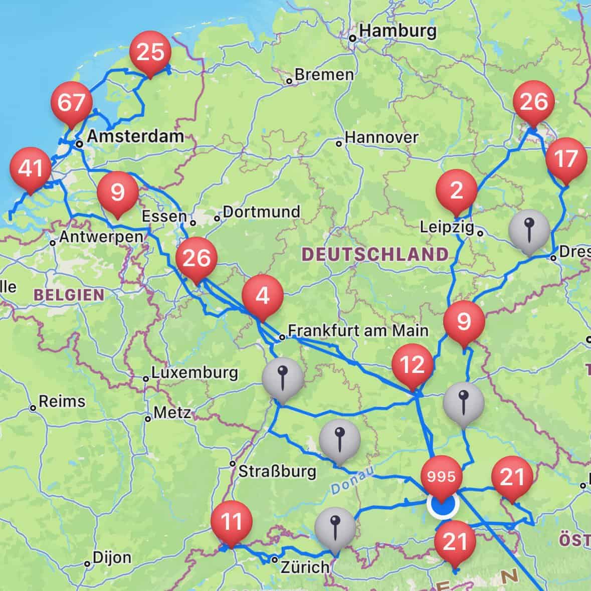 , Geory App Karte Deutschland Österreich Niederlande