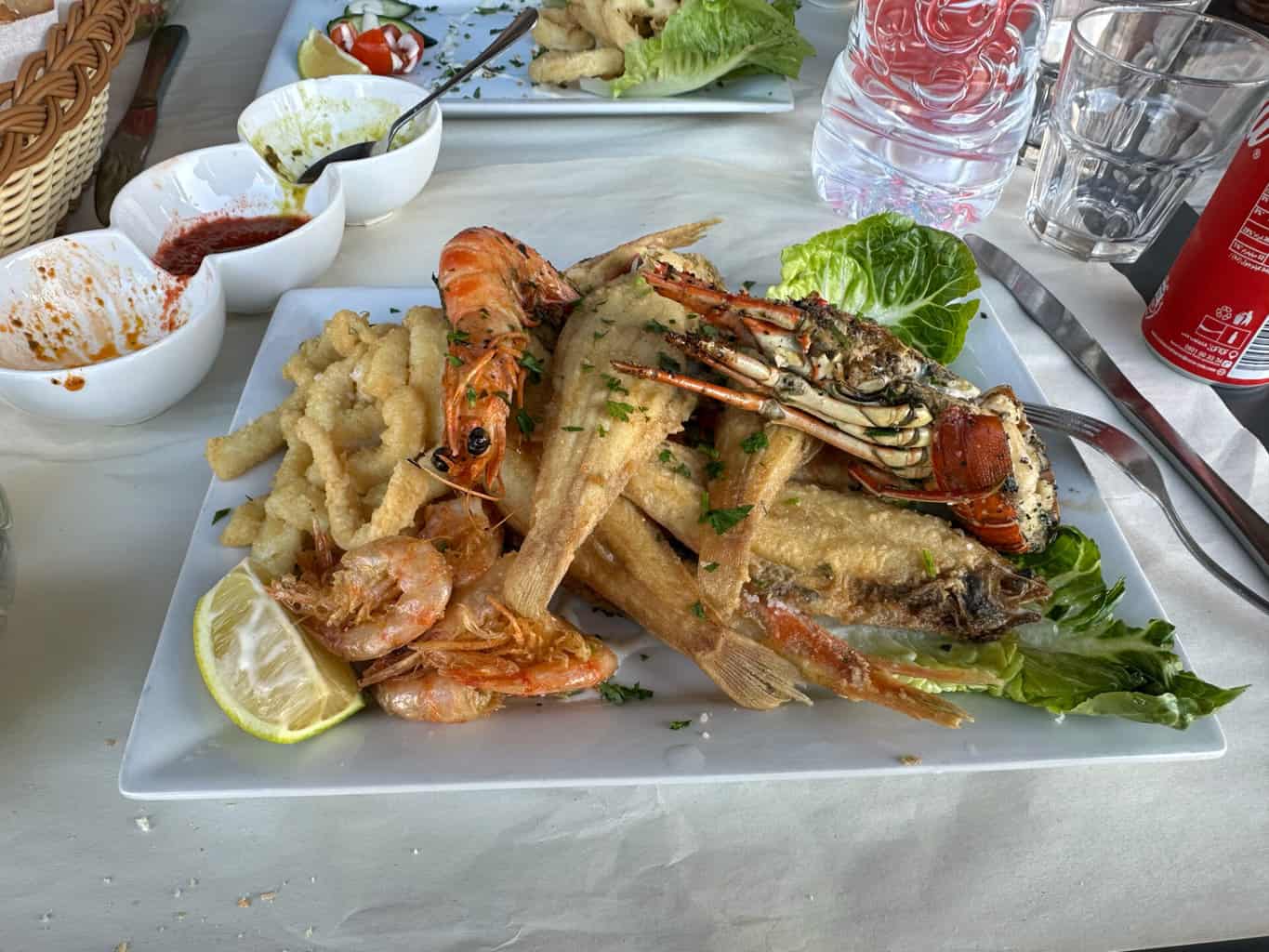 Marokko Fisch Meeresfruechte Platte Essen , Marokko Fisch Meeresfruechte Platte Essen