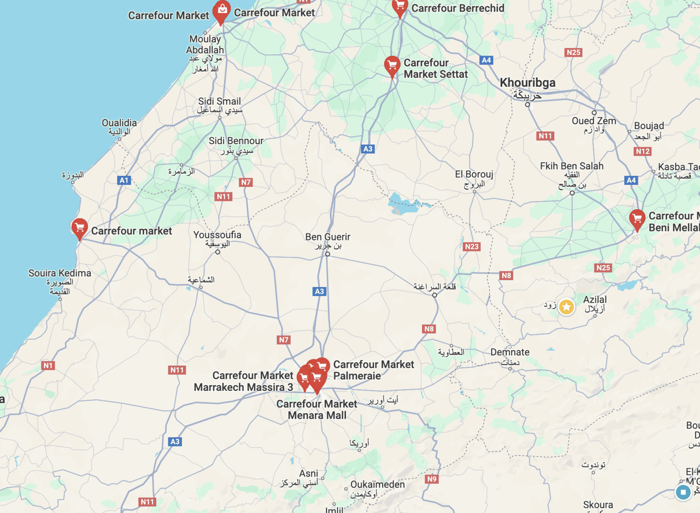 Marokko Supermaerkte Landkarte Carrefour , Marokko Supermaerkte Landkarte Carrefour