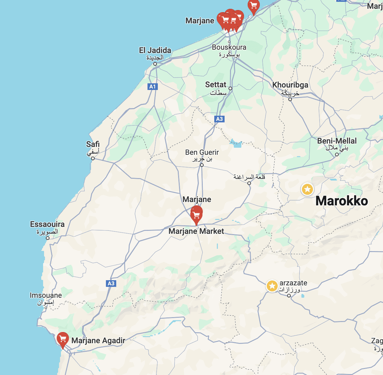 Marokko Supermaerkte Landkarte Marjane Das erste Mal Marokko mit dem Camper, Marokko Supermaerkte Landkarte Marjane