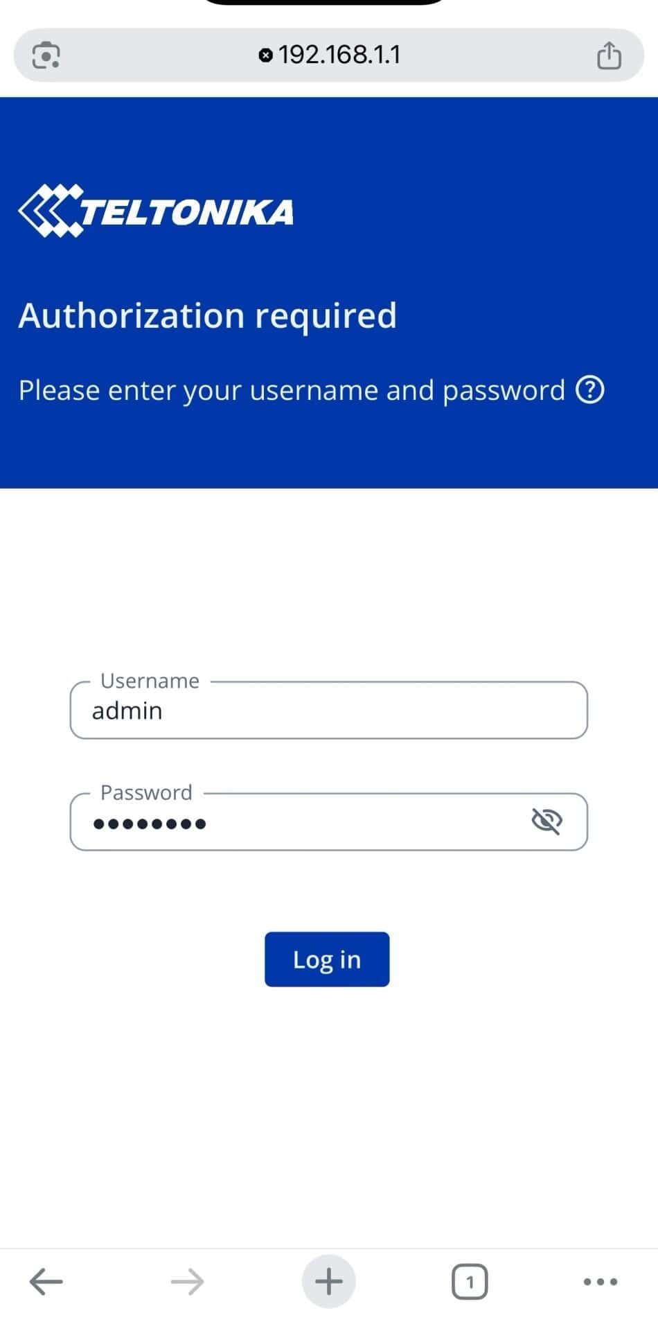 RUTM30 Login Screen , RUTM30 Login Screen
