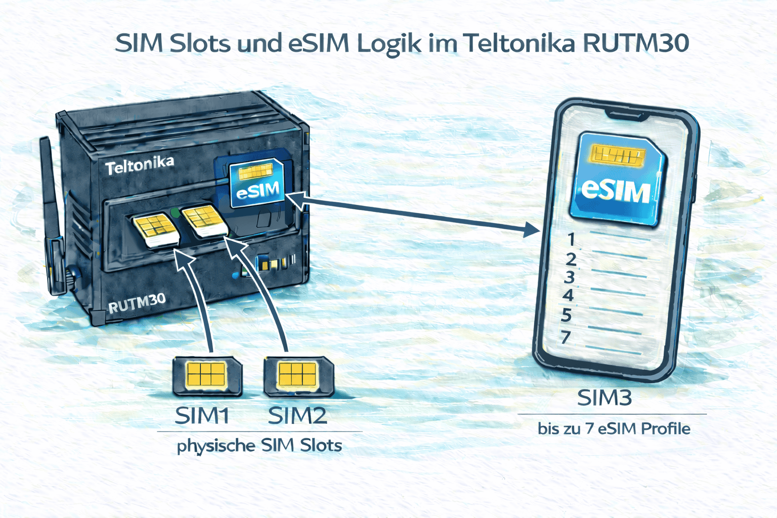 Teltonika RUTM30 SIM1 SIM2 SIM3 Bis zu 7 esim Profile , Teltonika RUTM30 SIM1 SIM2 SIM3 Bis zu 7 esim Profile