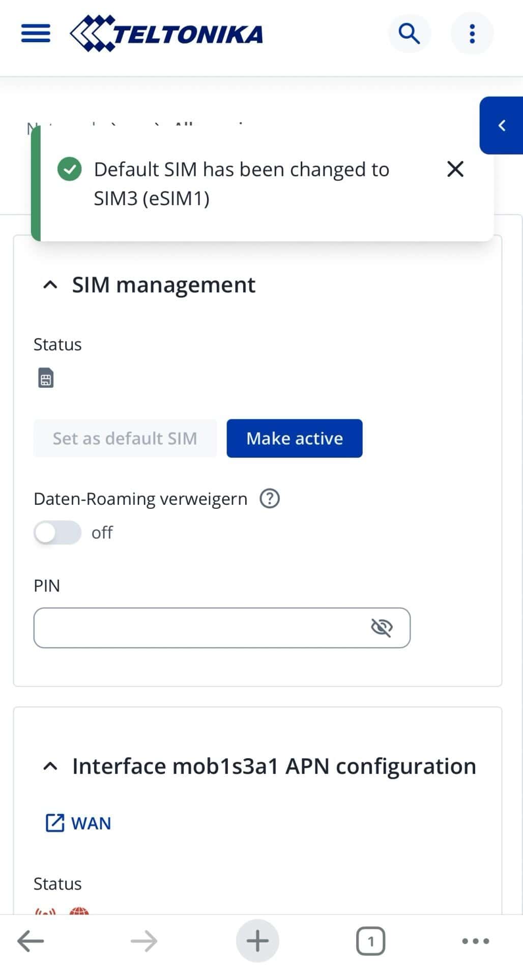 Teltonika SIM3 standard sim und make active , Teltonika SIM3 standard sim und make active