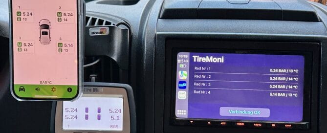 , TireMoni Reifendruckkontrolle RDKS Bluetooth App Carplay