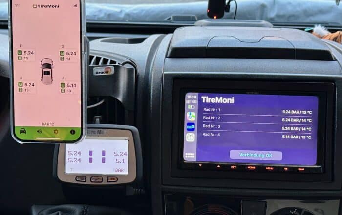 TireMoni Reifendruckkontrolle RDKS Bluetooth App Carplay