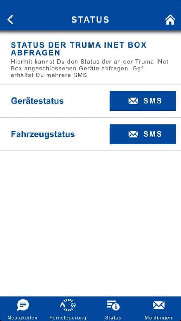 Truma iNet Box Software SMS Status
