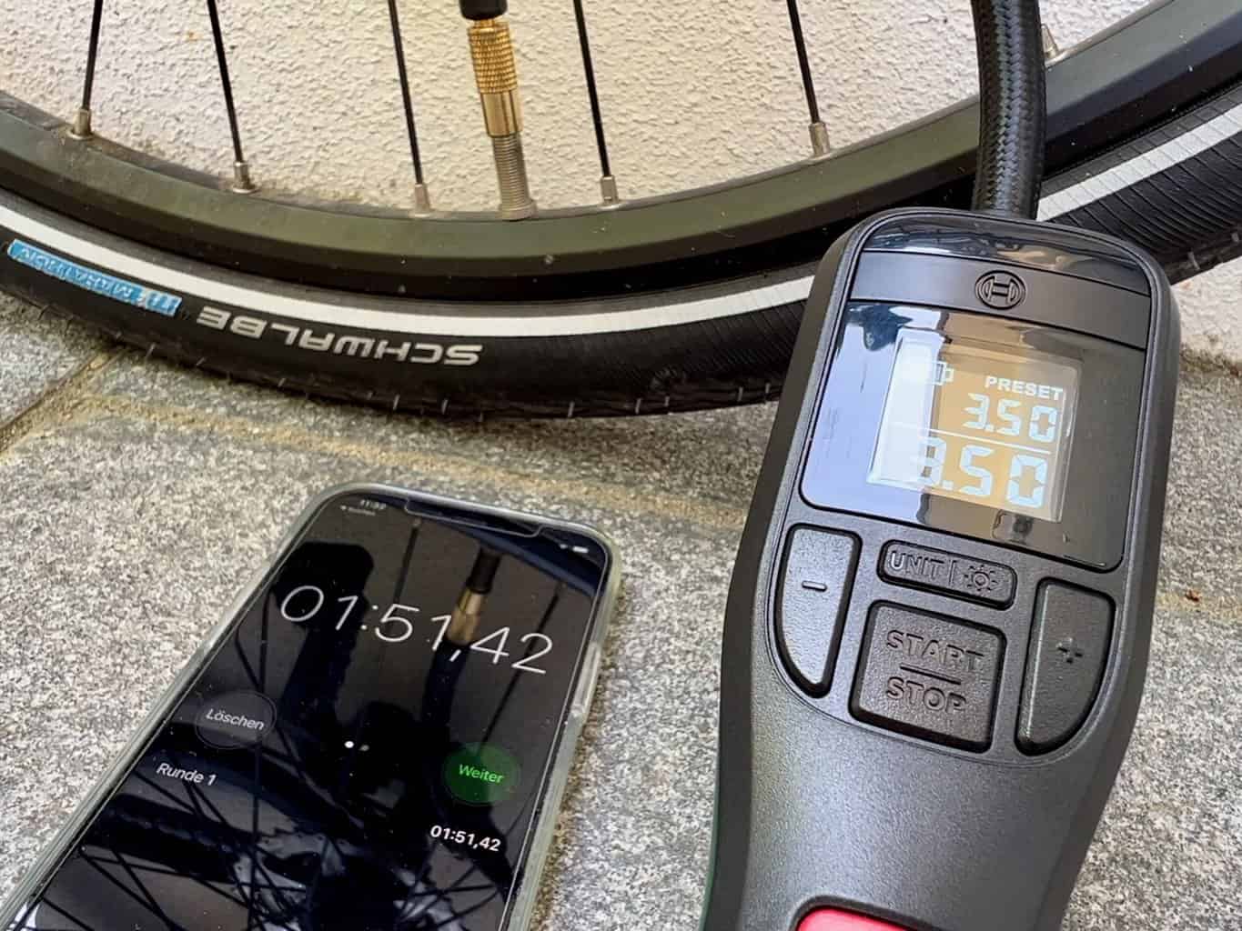 , Werkzeugkasten Bosch EasyPump Fahrradreifen aufpumpen Zeit 29,53 Sekunden