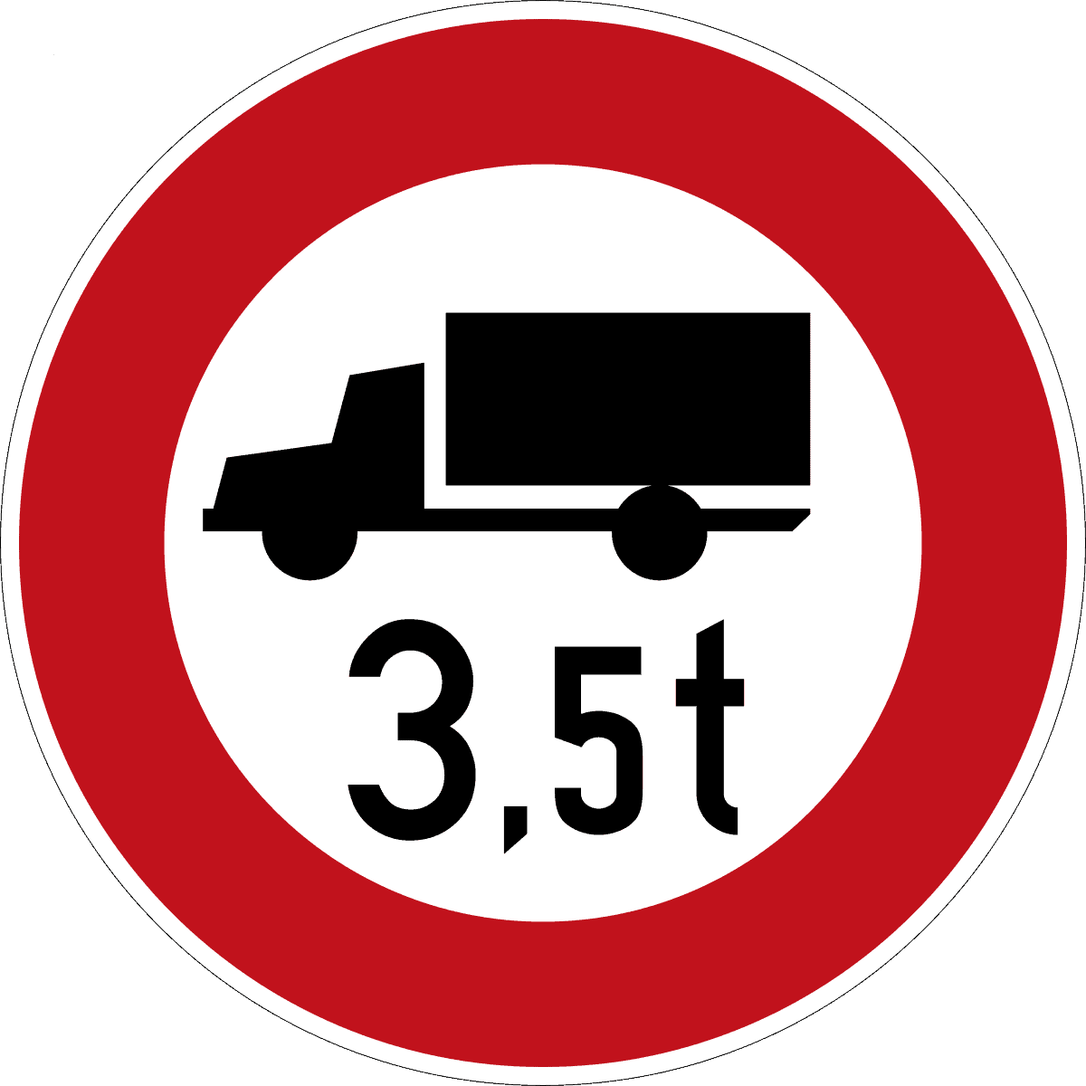 , Zeichen 253 Verbot für Lastkraftwagen mit einem zulässigen Gesamtgewicht über 3,5 t und Zugmaschinen StVO 1970