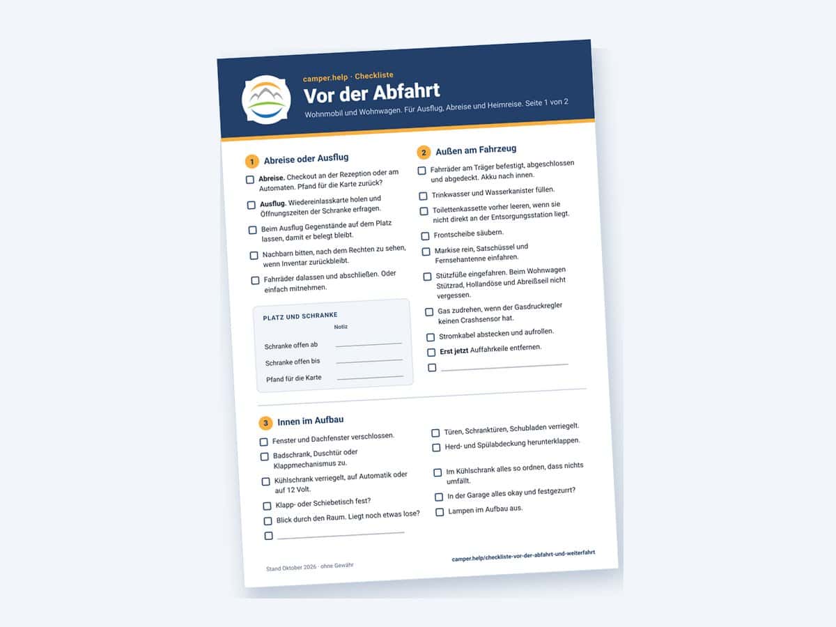Checkliste Vor der Abfahrt als PDF