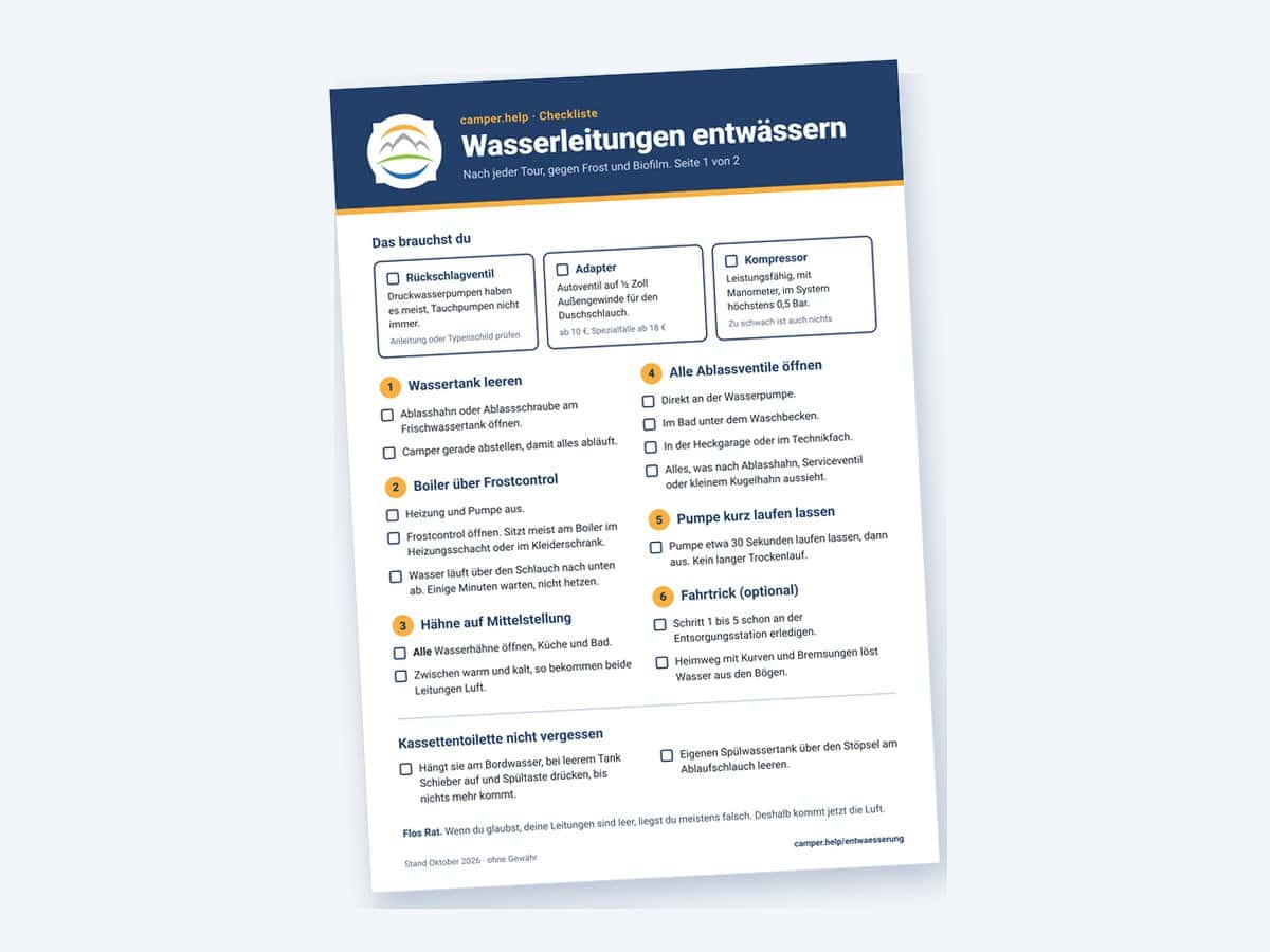 Checkliste Wasserleitungen entwässern als PDF