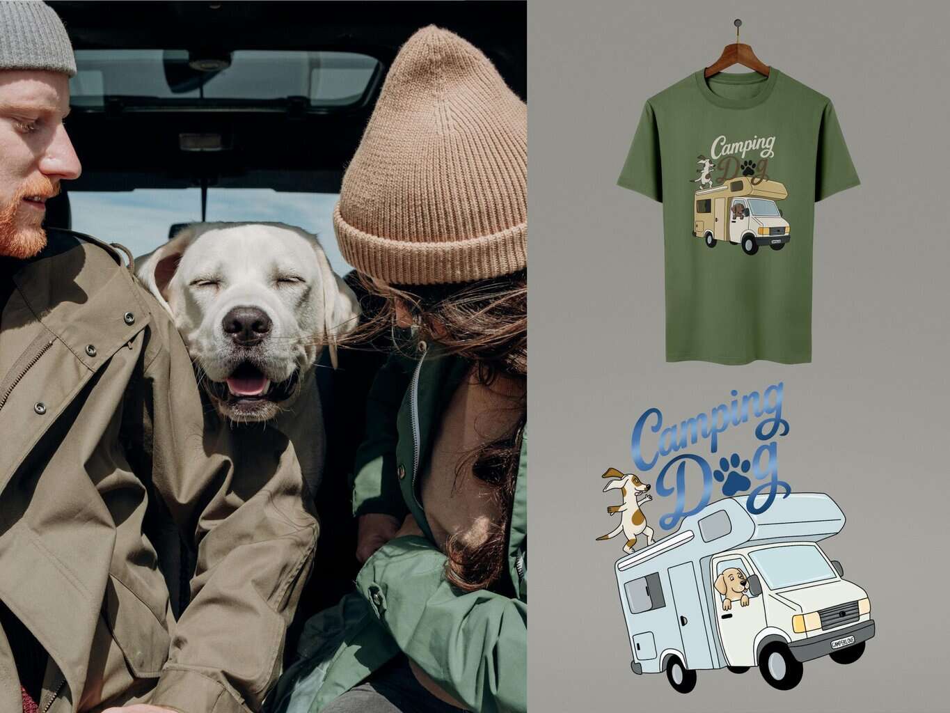 Camping mit Hund, Shirt Camping Dog Motiv, Wohnmobil mit Hund