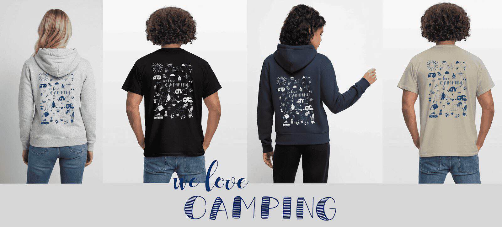 Shirt mit dem Motiv We love Camping Icons aus dem camperlove.shop