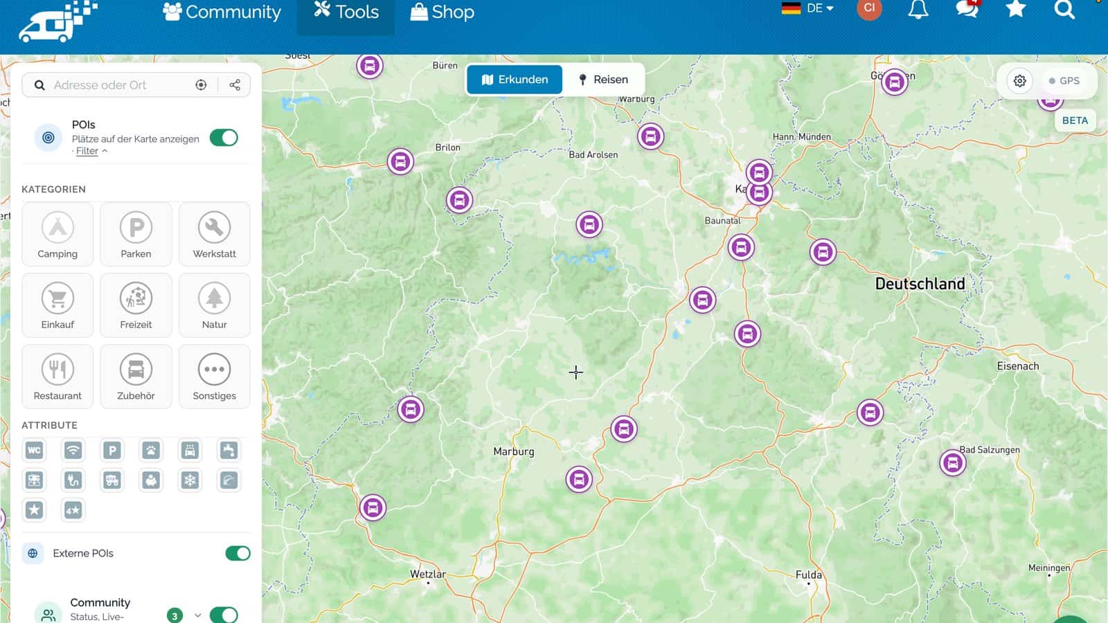 digicamper maps stellplaetze karte deutschland DigiCamper Maps: Karte mit Stellplätzen in Deutschland
