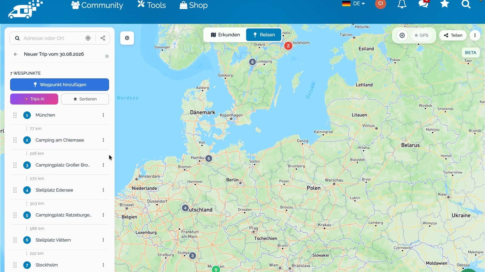 digicamper trips ai route muenchen stockholm DigiCamper Trips: fertige Route von München nach Stockholm