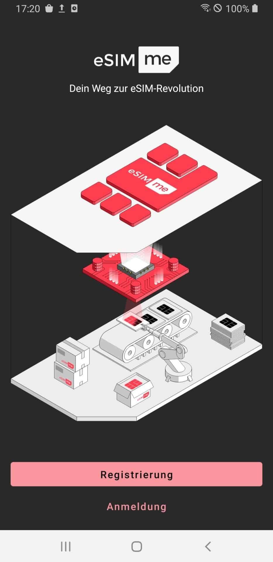 , eSIMme Login Screen